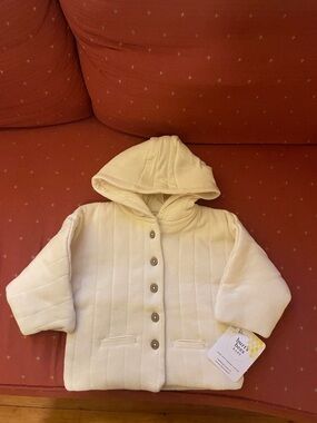 NWT Burt’s Bees Cream Hooded Quilted Jacket